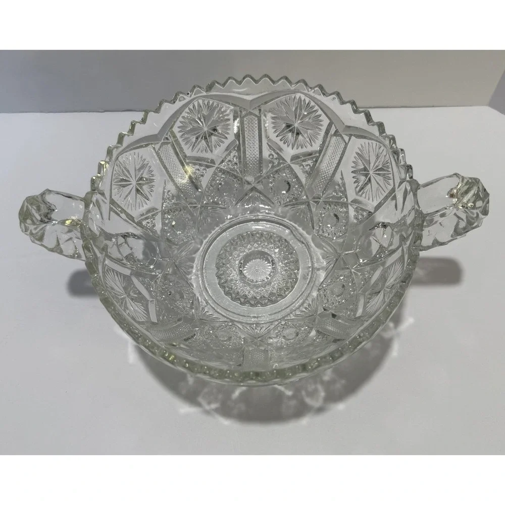 VINTAGE Imperial Glass EAPG‎ Handled Nappy Mogul Variant Clear 2 Handle Bowl
